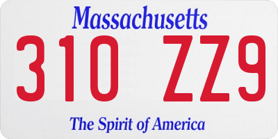 MA license plate 310ZZ9