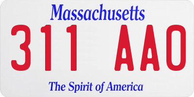 MA license plate 311AA0
