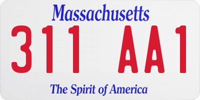 MA license plate 311AA1