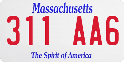 MA license plate 311AA6