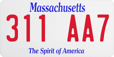 MA license plate 311AA7