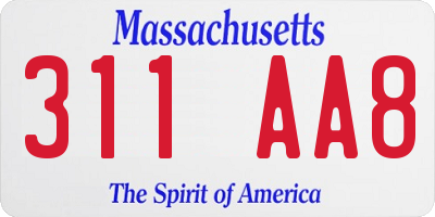 MA license plate 311AA8