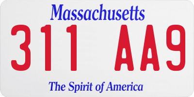 MA license plate 311AA9