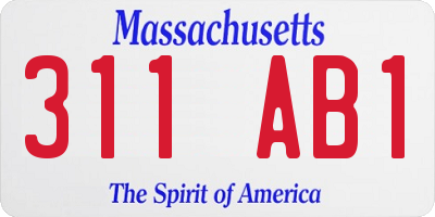 MA license plate 311AB1