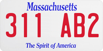 MA license plate 311AB2