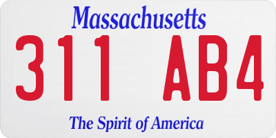 MA license plate 311AB4