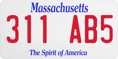 MA license plate 311AB5