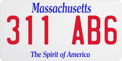 MA license plate 311AB6