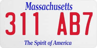 MA license plate 311AB7