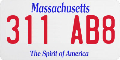 MA license plate 311AB8