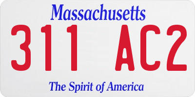 MA license plate 311AC2