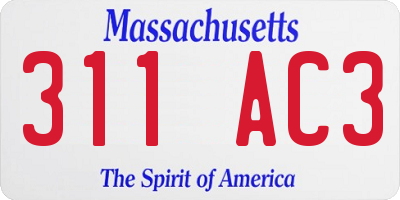 MA license plate 311AC3