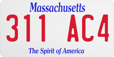 MA license plate 311AC4