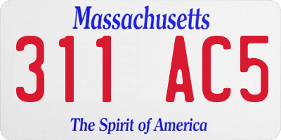 MA license plate 311AC5