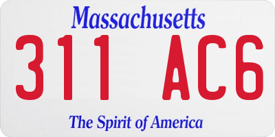 MA license plate 311AC6