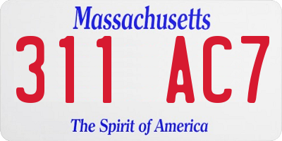 MA license plate 311AC7