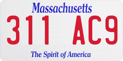 MA license plate 311AC9