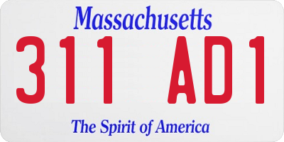 MA license plate 311AD1