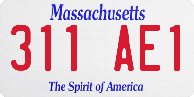 MA license plate 311AE1