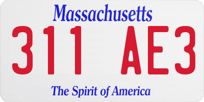 MA license plate 311AE3