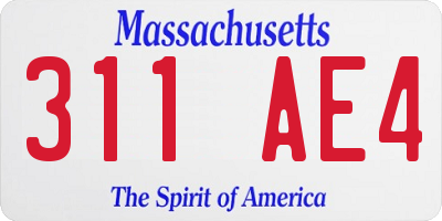 MA license plate 311AE4
