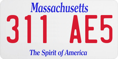 MA license plate 311AE5