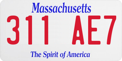 MA license plate 311AE7
