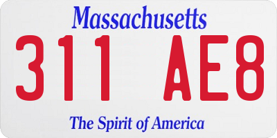MA license plate 311AE8