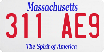 MA license plate 311AE9