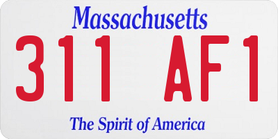 MA license plate 311AF1