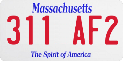 MA license plate 311AF2