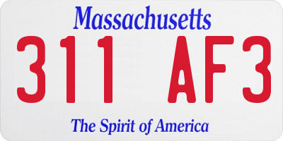 MA license plate 311AF3