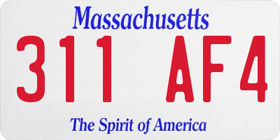 MA license plate 311AF4