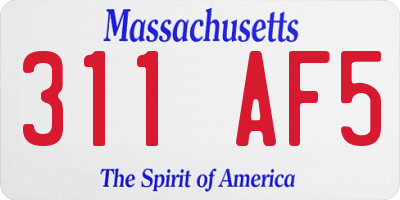 MA license plate 311AF5