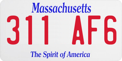 MA license plate 311AF6