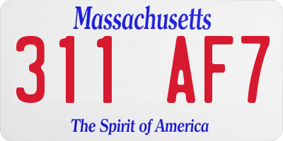 MA license plate 311AF7