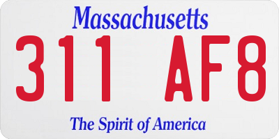 MA license plate 311AF8