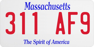 MA license plate 311AF9