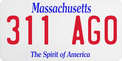 MA license plate 311AG0