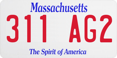 MA license plate 311AG2