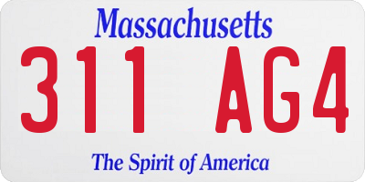 MA license plate 311AG4