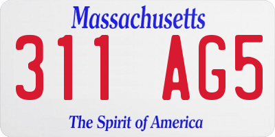 MA license plate 311AG5