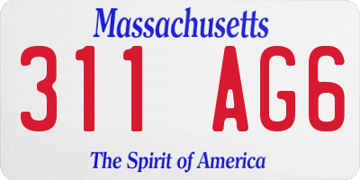 MA license plate 311AG6