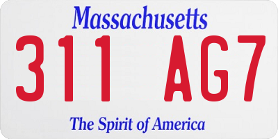 MA license plate 311AG7