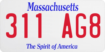 MA license plate 311AG8