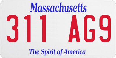MA license plate 311AG9