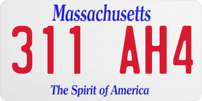 MA license plate 311AH4