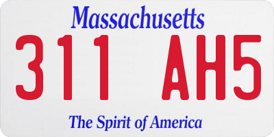 MA license plate 311AH5