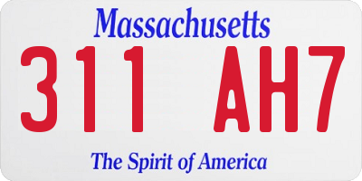 MA license plate 311AH7