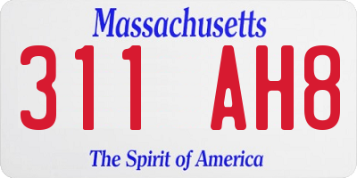 MA license plate 311AH8